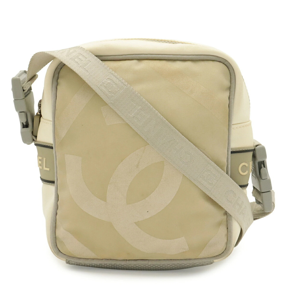 CHANEL Sport Line Shoulder Bag/Pochette with Coco Mark, Coated Canvas, White ...